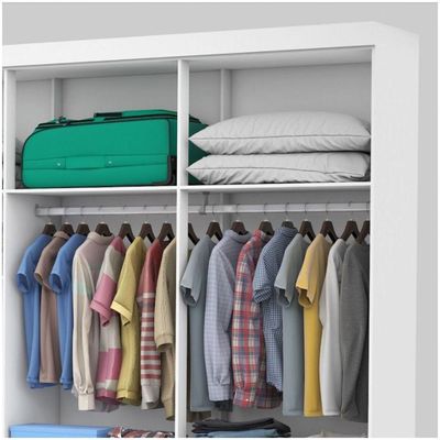 Guarda Roupa Casal Lu 6 Portas 4 Gavetas Com Espelho Branco