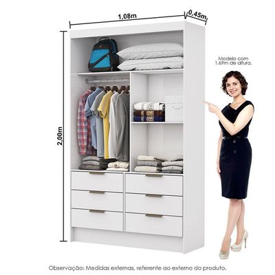 Closet De Casal Sevilha Com 6 Gavetas Carioca Móveis Branco