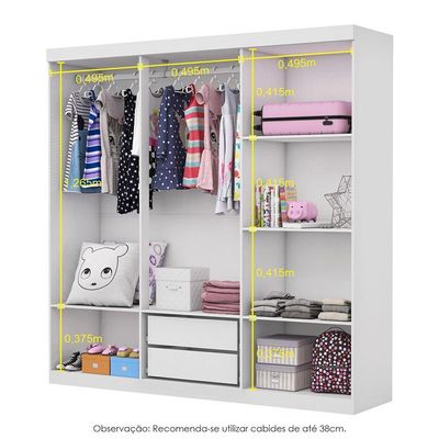 Guarda Roupa Infantil Iona 6 Portas Branco