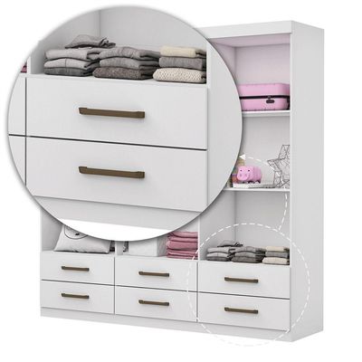 Guarda Roupa Infantil Ariel 6 Portas 6 Gavetas Branco