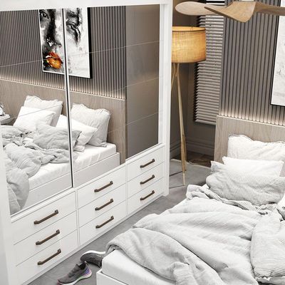 Quarto Completo Casal Anjos Sapateira 2 Portas E Cama Branco