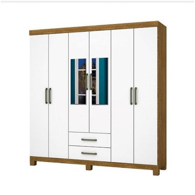 Guarda Roupa Casal 6 Portas Carioca Móveis Freijó Branco