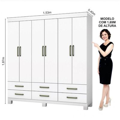 Guarda Roupa Casal D22 6 Portas 6 Gavetas Branco