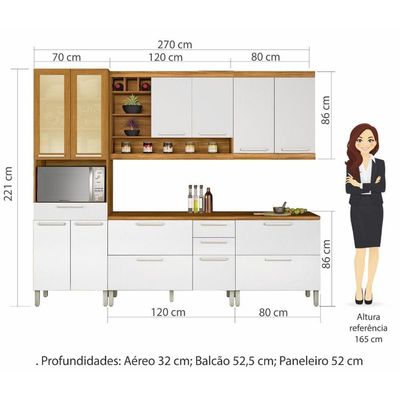 Cozinha Com 5 Peças Premium Mdf Nesher Freijó Com Branco