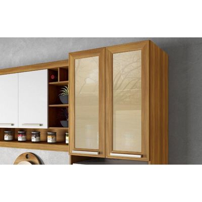 Cozinha Com 5 Peças Premium Mdf Nesher Freijó Com Branco