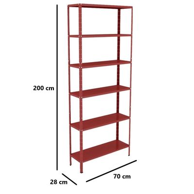 Estante Aço 6 Prateleiras Eaf013 Vermelho