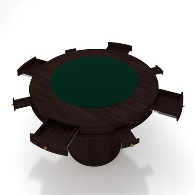 Conjunto Mesa de Jogos Carteado Bellagio Tampo Reversível Verde e 4 Cadeiras Madeira Poker Base Cone Linho Cinza/Tabaco G42 - Gran Belo