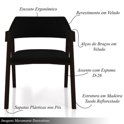 Conjunto Mesa de Jogos Carteado Bellagio Tampo Reversível e 6 Cadeiras Madeira Poker Base Estrela Veludo Preto/Tabaco G42 - Gran Belo