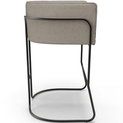 Banqueta Decorativa Fixa Baixa Base de Aço Preto Betina D02 Linho Bege D-463 - Lyam Decor