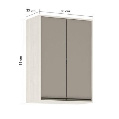 Armário Aéreo De Cozinha 60cm 2 Portas 2 Prateleiras Linea