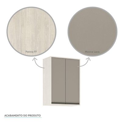 Armário Aéreo De Cozinha 60cm 2 Portas 2 Prateleiras Linea