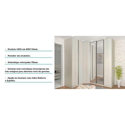 Guarda Roupa Casal De Canto 6 Portas E Legno Crema