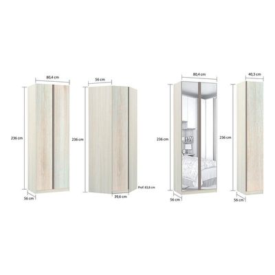 Guarda Roupa Casal De Canto 6 Portas E Legno Crema