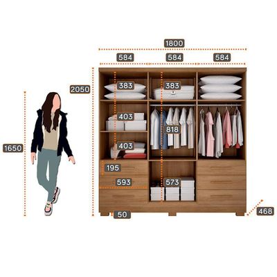 Guarda Roupa Agata 6 Portas 6 Gavetas  Com 6 Pés Cumaru