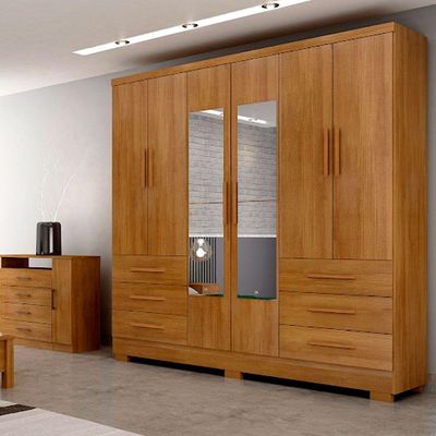 Guarda Roupa Agata 6 Portas 6 Gavetas  Com 6 Pés Cumaru