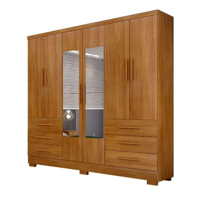 Guarda Roupa Agata 6 Portas 6 Gavetas  Com 6 Pés Cumaru