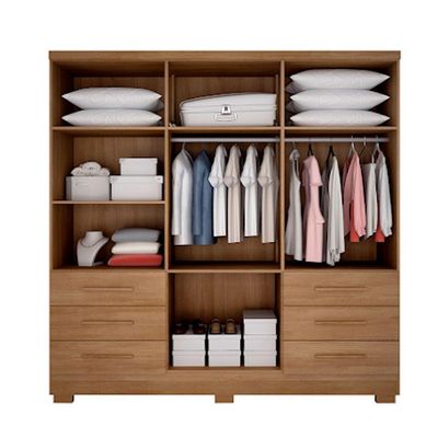 Guarda Roupa Agata 6 Portas 6 Gavetas  Com 6 Pés Cumaru
