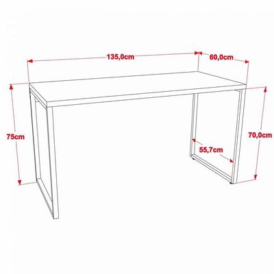 Mesa Para Escritório Estilo Industrial 135 Cm Preto Onix