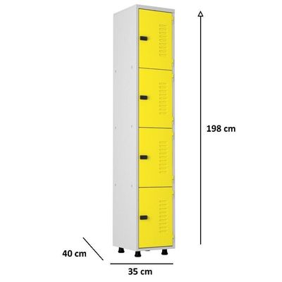 Armário Roupeiro Aço 4 Portas Academia Guarda Volume Amarelo