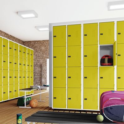 Armário Roupeiro Aço 4 Portas Academia Guarda Volume Amarelo