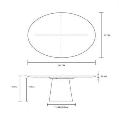 Mesa Jantar Cone Oval 137x90Cm Tampo Madeira Freijó Marrom