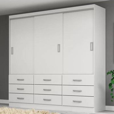 Guarda Roupa Casal Isabela 03 Portas 09 Gavetas - Branco Branco