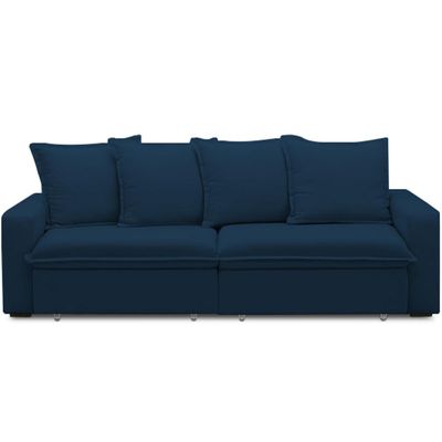 Sofá Retrátil Reclinável Para Sala de Estar Living 215cm Vêneto F04 Veludo Azul - Lyam Decor