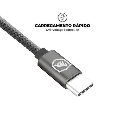 Cabo Symetric - Tipo C / Tipo C - 1,5M + Carregador Turbo Tipo C - Branco - Gshield