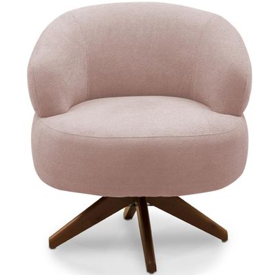 Poltrona Decorativa Giratória Sala de Estar Living Seven F04 Veludo Rosê - Lyam Decor