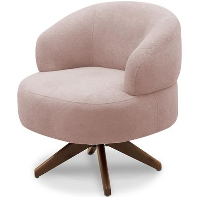 Poltrona Decorativa Giratória Sala de Estar Living Seven F04 Veludo Rosê - Lyam Decor