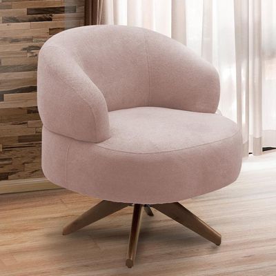 Poltrona Decorativa Giratória Sala de Estar Living Seven F04 Veludo Rosê - Lyam Decor