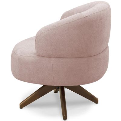 Poltrona Decorativa Giratória Sala de Estar Living Seven F04 Veludo Rosê - Lyam Decor