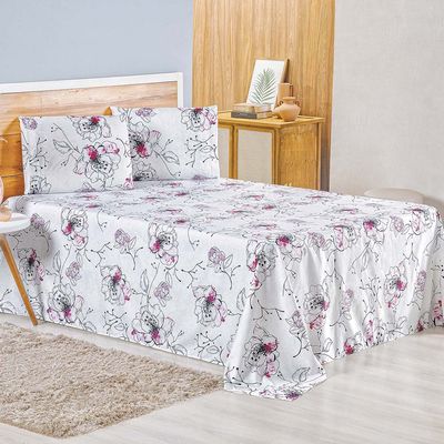 Jogo de Lençol Lidian Queen 3 Peças Hiperpercal Estampado 180 Fios - Malta Floral