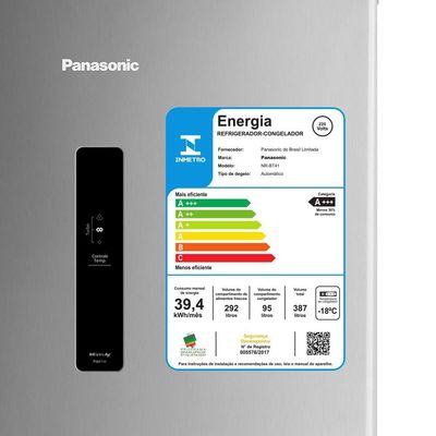 Geladeira Panasonic A+++ Frost Free 387L Aço Escovado - NR-BT41PD1X 220V