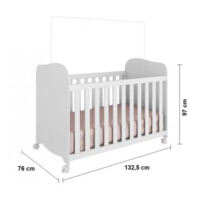 Guarda-Roupa Infantil Peroba Móveis Duda 3 Portas, 3 Gavetas + Cômoda Duda Plus 5 Gavetas + Berço Americano Duda com Suporte Mosqueteiro Branco