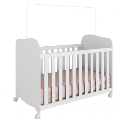 Guarda-Roupa Infantil Peroba Móveis Duda 3 Portas, 3 Gavetas + Cômoda Duda Plus 5 Gavetas + Berço Americano Duda com Suporte Mosqueteiro Branco