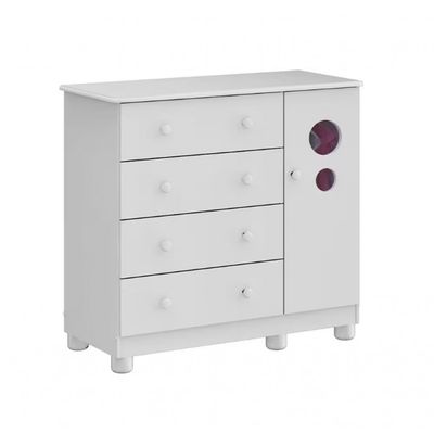 Guarda-Roupa Infantil Peroba Móveis Duda 3 Portas, 3 Gavetas + Cômoda Duda Plus 5 Gavetas + Berço Americano Duda com Suporte Mosqueteiro Branco