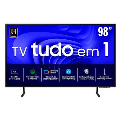 Smart TV 98 Samsung Crystal Ultra HD 4K UN98DU9000 com Gaming Hub + Smart TV 55 4K Samsung Neo QLED 55QN85D Grafite com Preto / Bivolt