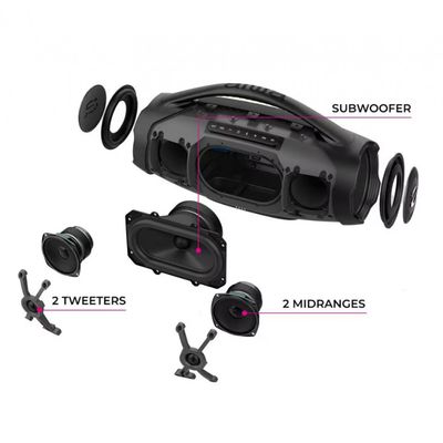 Caixa de Som Boombox Plus com 3 Alto-falantes Aiwa Preto