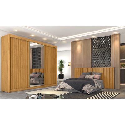 Guarda-Roupa Europa Grécia com Espelho 3 Portas 6 Gavetas 226cm Peroba