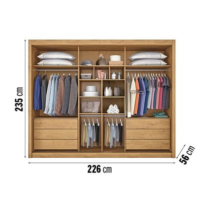Guarda-Roupa Europa Grécia com Espelho 3 Portas 6 Gavetas 226cm Peroba