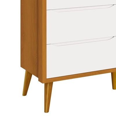 Cômoda Infantil Theo 6 Gavetas Branco/savana Com Pés Amadeirado - Reller Móveis Branco/savana