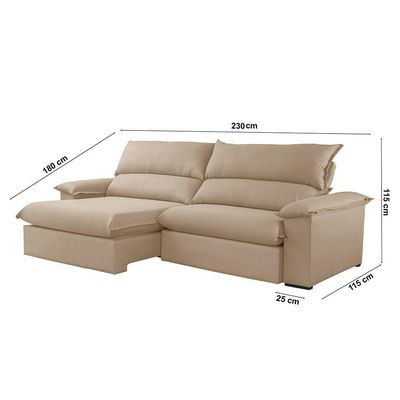 Sofá Filadélfia Linho 02 Módulos 90cm B25cm Meu Sofá Online A226 Linho Bege
