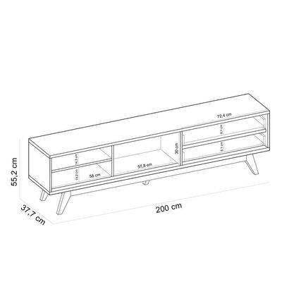 Rack Para Sala De Estar Tv 75 Pol 200cm Pés Retrô Venice C04 Freijó Off White Matte