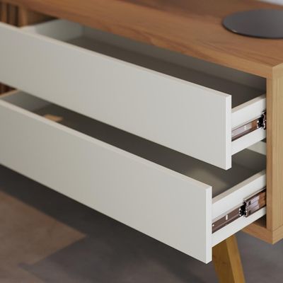 Rack Para Sala De Estar Tv 75 Pol 200cm Pés Retrô Venice C04 Freijó Off White Matte