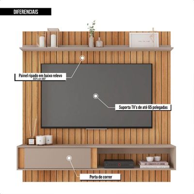 Painel Bancada Para Tv Até 65 Polegadas Sena Marrom Caemmun