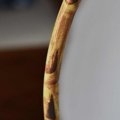 Jogo 6 Pratos Rasos 27cm Cerâmica Borda De Bambu 1ª Linha Scalla