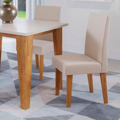 Mesa de Jantar Retangular Viero Latina Venus com 4 Cadeiras Estofadas Bege com Marrom