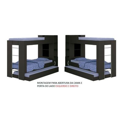 Beliche Ditália Cama Auxiliar Com Kit Luz Cm-15 Preto