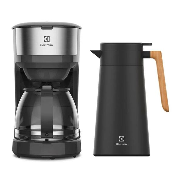 KIT ELECTROLUX CAFETEIRA ELÉTRICA EFFICIENT INOX PRETO 127V E GARRAFA TÉRMICA SENSE PRETO 1,8L